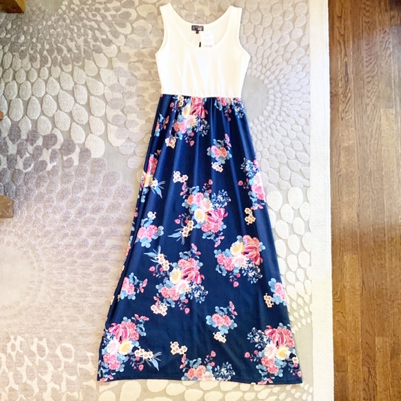 Dresses & Skirts - NWT BFamous Women’s Blue & White Floral Sleeveless Maxi Dress (Size S)